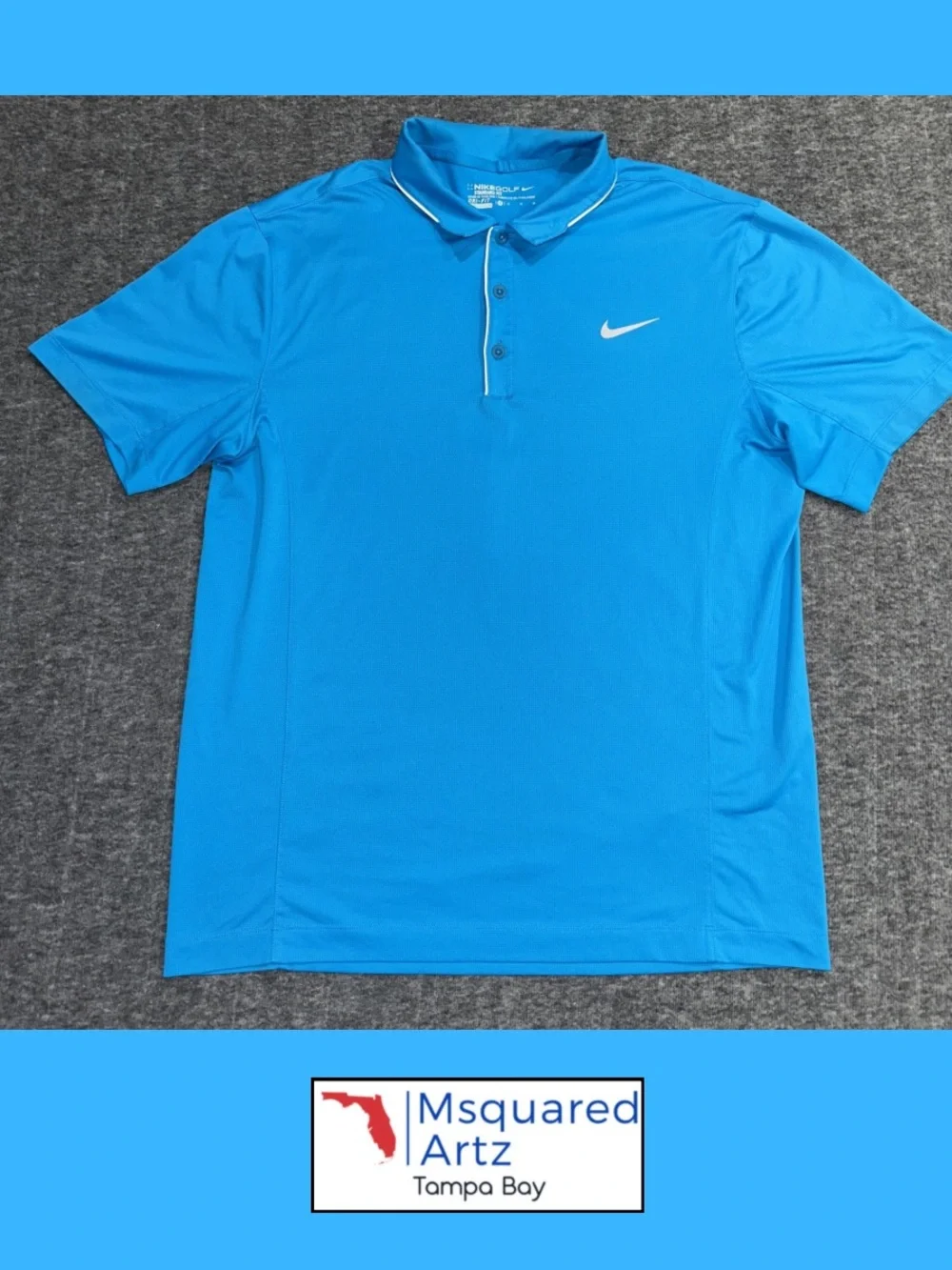 Nike Golf Dri Fit Blue Athletic Golf Polo Shirt Mens Medium Standard Fit